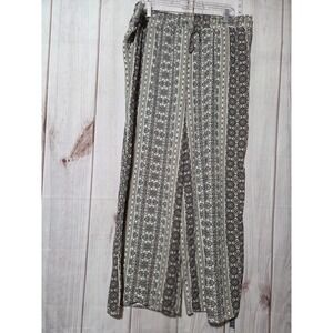 New Love 2X Black White Geometric Print Wide Leg Palazzo Pants Rayon